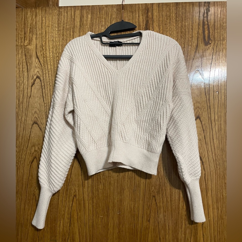 Tahari Ivory Ribbed Knit Top XS